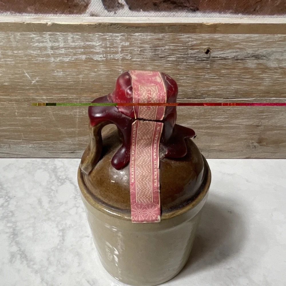 Platte Valley Straight Corn Whiskey Beige Ceramic Stoneware Liquor Jug Bottle